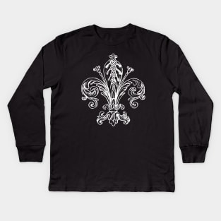 Fleur-de-lis Drawing, White Kids Long Sleeve T-Shirt